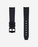 Curved Vertech Rubber Strap - Black & Blue Stitches - OM Luxury